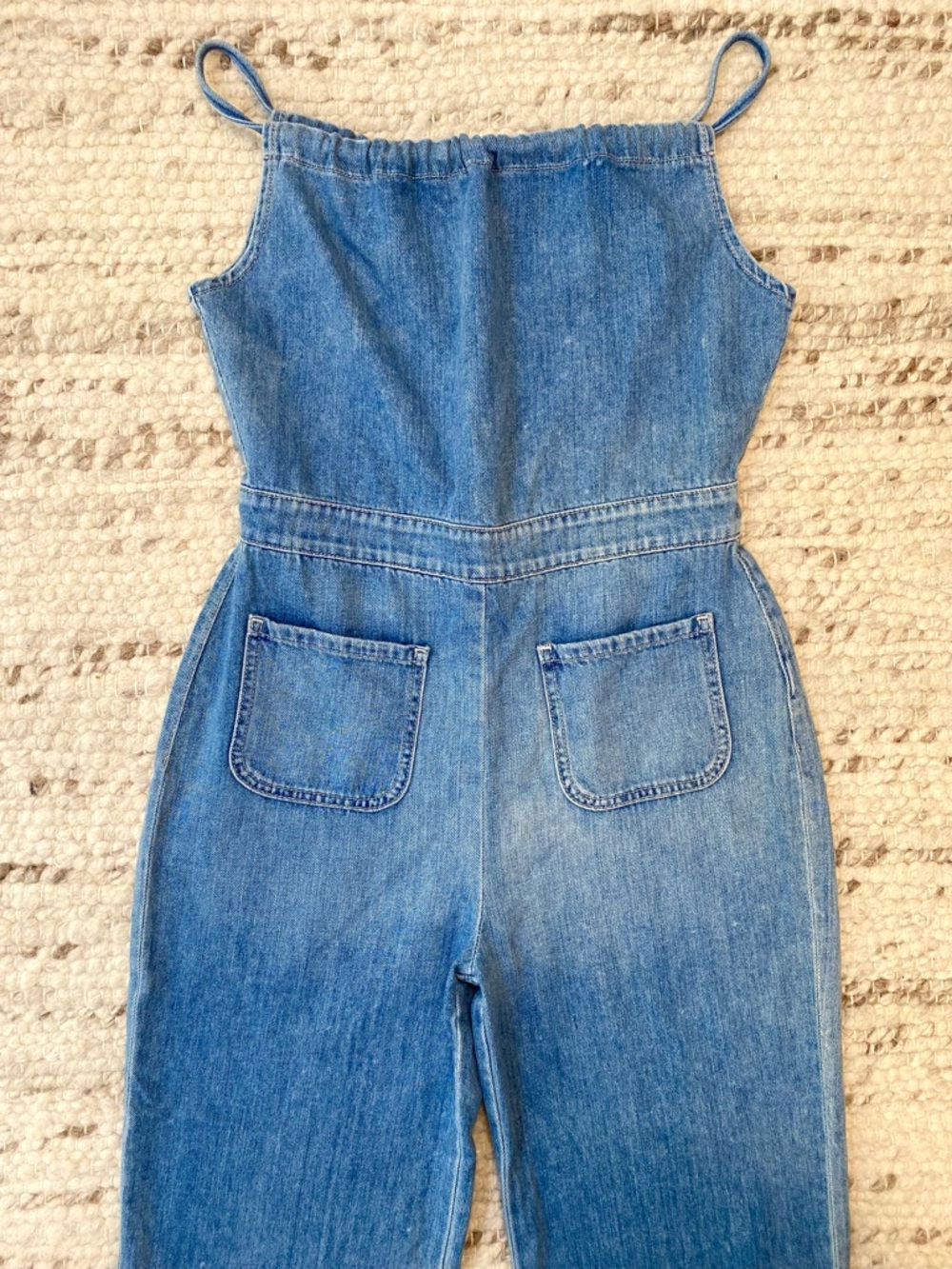 Reformation NWOT Starley Jumpsuit Tortuga Denim Open Back Wide Leg, Size 6 - Picture 3 of 12